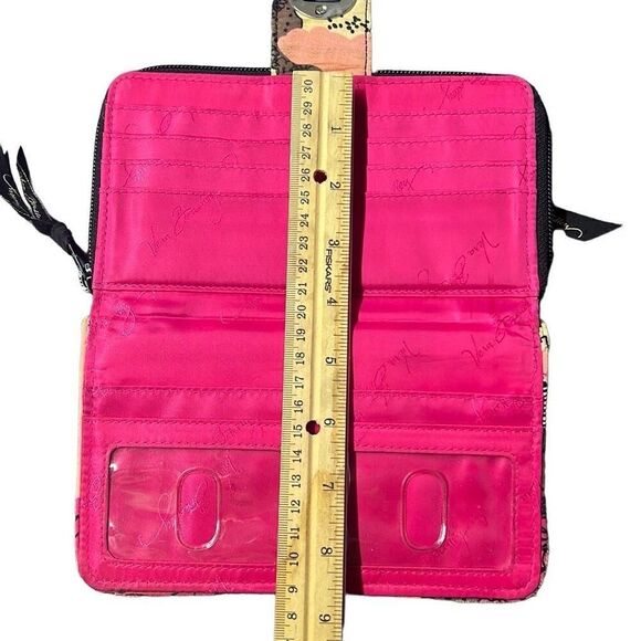 Vera Bradley Floral Mocha Rouge Turn Lock Wallet Size 7¾" x 4¾" - Picture 2 of 13